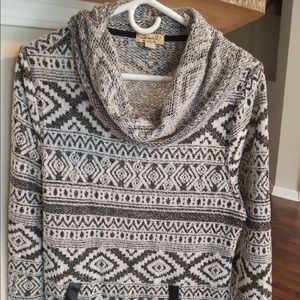 Cowl Neck Aztec Patterned Sweater